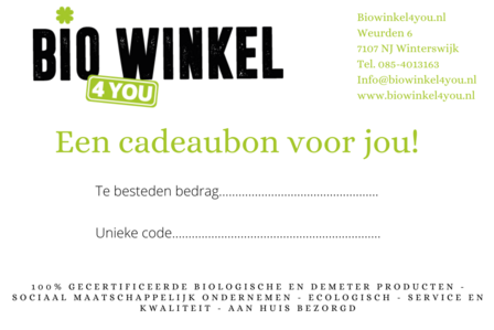 Cadeaubon Biowinkel4you.nl €20,-