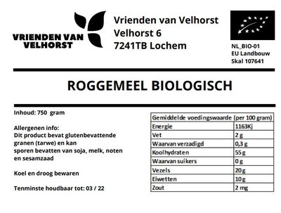 roggemeel (velhorst) - 750 gram