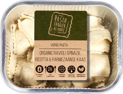 verse ravioli spinazie-ricotta-parmezaanse kaas - de pastafabriek - 250 gram