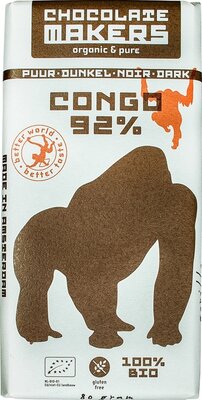 chocoladereep extra puur 92% - gorilla - 10x80 gram